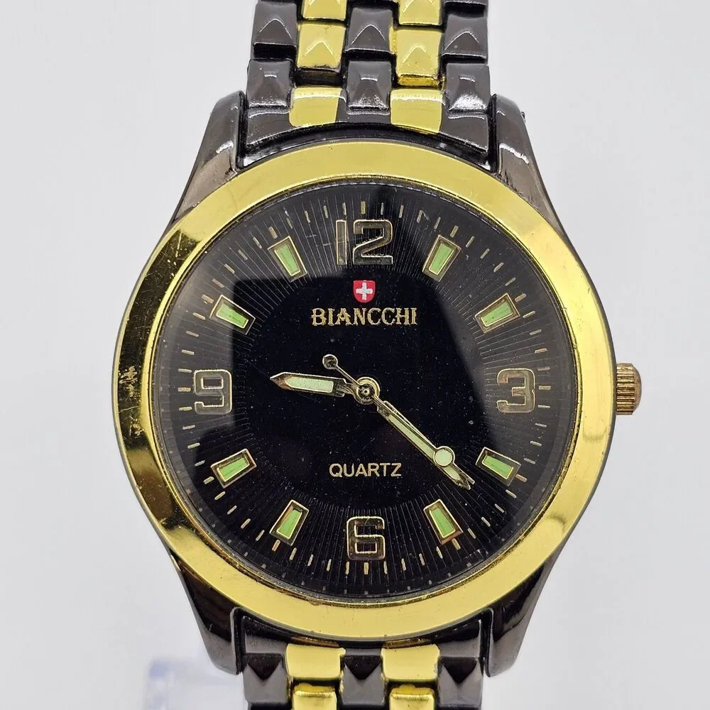 Men's Watch 38MM Black Dial Case Black Gold Bracelet 7.5